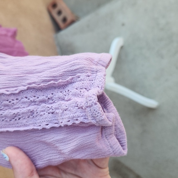 Como Vintage Ombre High-low Hem 3/4 Sleeve Tassel Tie Keyhole Crew Neck Blouse - Picture 7 of 8